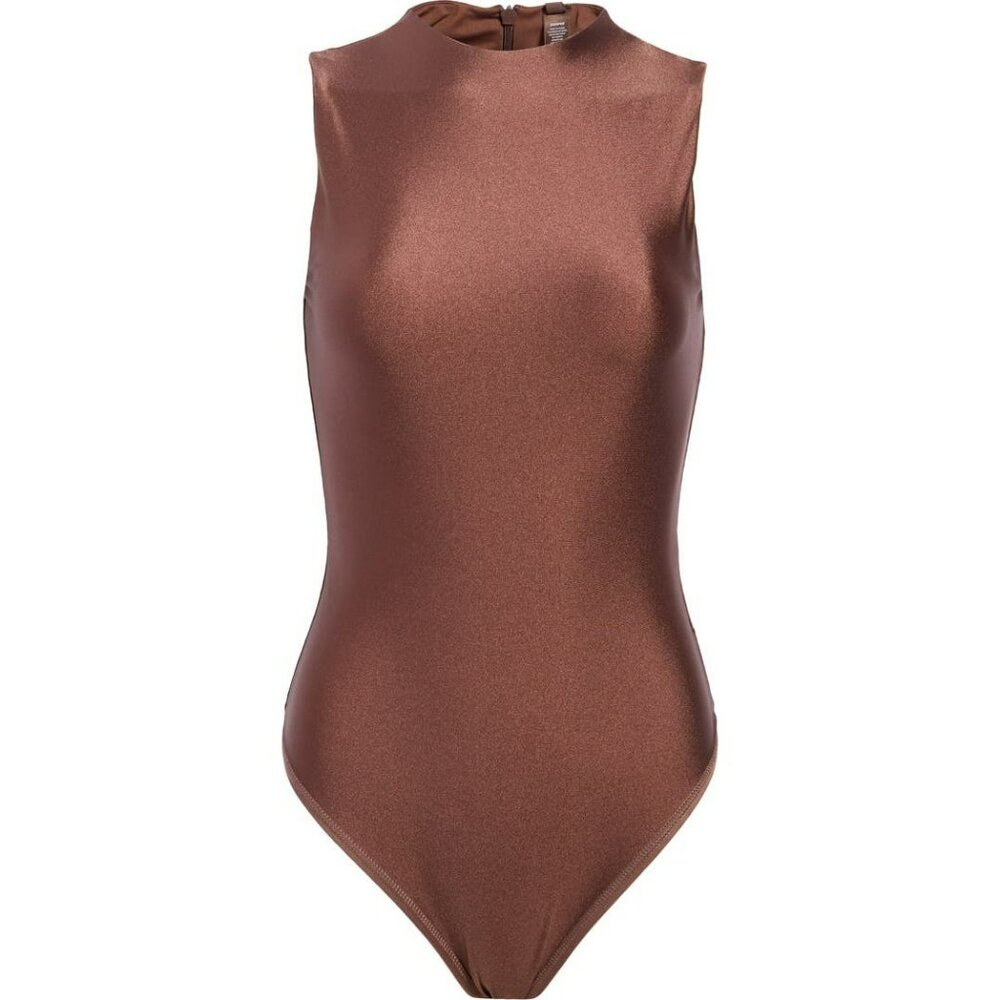 NWT SKIMS Disco Sleeveless Mock Neck Bodysuit in Shimmering Cocoa Size 1X/3X